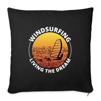 Windsurfing Windsurf Windsurfer Vintage Retro - Sofa pillowcase 17,3'' x 17,3'' (45 x 45 cm) - black - Front