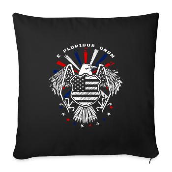 E Pluribus Unum with US flag and eagle - Sofa pillowcase 17,3'' x 17,3'' (45 x 45 cm) - black - Front