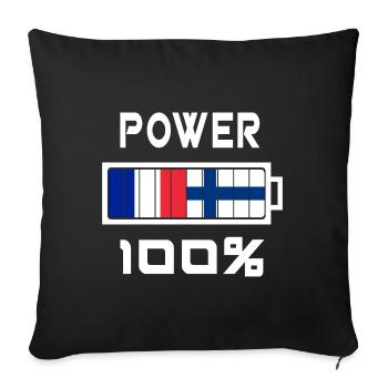 Finland and France power 100% - Sofa pillowcase 17,3'' x 17,3'' (45 x 45 cm) - black - Front