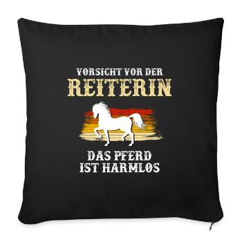 Vorsicht vor der Reiterin - Sofakissenbezug 45 x 45 cm - Schwarz - Vorne