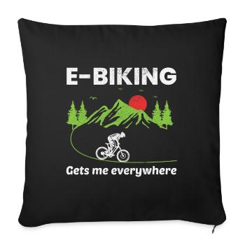 E-Bike Electric Bicycle Bike Cycling Biker Mtb - Sofa pillowcase 17,3'' x 17,3'' (45 x 45 cm) - black - Front
