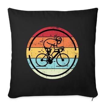Cycliste rétro dans les cercles au coucher du soleil - Housse de coussin décorative 45 x 45 cm - noir - Devant