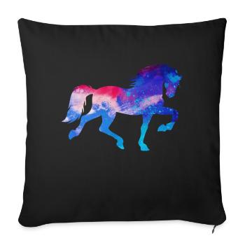 Cheval Fou Étalon Galop Chevaux Islandais Chevaux - Housse de coussin décorative 45 x 45 cm - noir - Devant