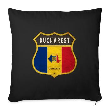 Bucharest Romania coat of arms design - Sofa pillowcase 17,3'' x 17,3'' (45 x 45 cm) - black - Front