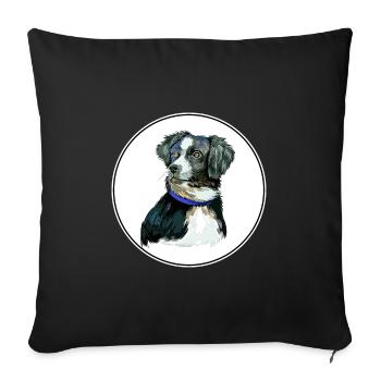 Australian Shepherd Dog Watercolor Illustration - Sofa pillowcase 17,3'' x 17,3'' (45 x 45 cm) - black - Front