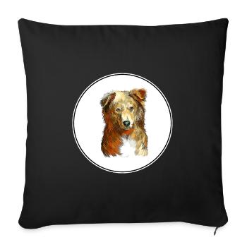 Illustration de l’aquarelle de chien de berger basque - Housse de coussin décorative 45 x 45 cm - noir - Devant