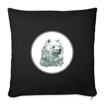 American Eskimo Dog Aquarelle Illustration - Housse de coussin décorative 45 x 45 cm - noir - Devant