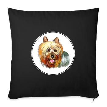Australian Silky Terrier Dog Watercolor Illustrati - Sofa pillowcase 17,3'' x 17,3'' (45 x 45 cm) - black - Front