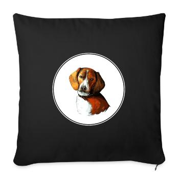 Illustration de l’aquarelle du chien Foxhound américain - Housse de coussin décorative 45 x 45 cm - noir - Devant