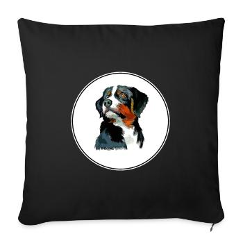 Appenzeller Sennenhund Dog Watercolor Illustration - Sofa pillowcase 17,3'' x 17,3'' (45 x 45 cm) - black - Front