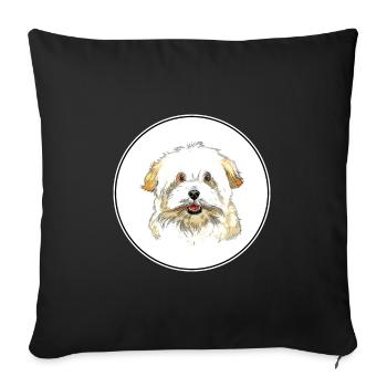 Épagneul alpin Chien Aquarelle Art Illustration - Housse de coussin décorative 45 x 45 cm - noir - Devant