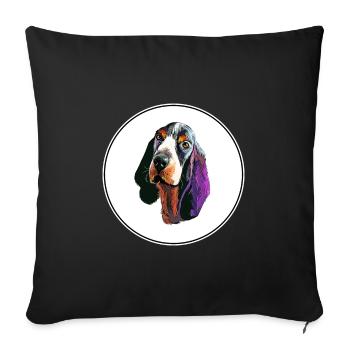 Basset Bleu De Gascogne Aquarelle pour chien Illustratio - Housse de coussin décorative 45 x 45 cm - noir - Devant
