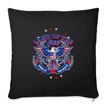 Land of the Free, Home Of The Brave & US Flag - Sofa pillowcase 17,3'' x 17,3'' (45 x 45 cm) - black - Front