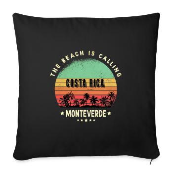 Monteverde Costa Rica palm tree design - Sofa pillowcase 17,3'' x 17,3'' (45 x 45 cm) - black - Front