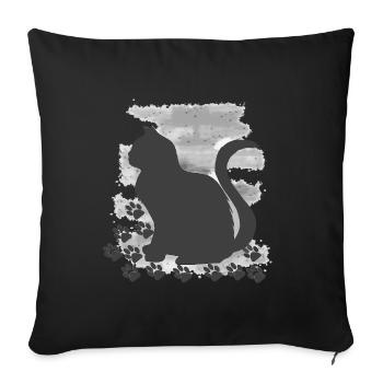 shirts für frau, Katze mit HG V1 - Sofakissenbezug 45 x 45 cm - Schwarz - Vorne