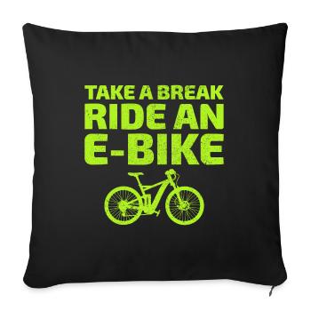 E-Bike Electric Bicycle Bike Cycling Biker Mtb - Sofa pillowcase 17,3'' x 17,3'' (45 x 45 cm) - black - Front