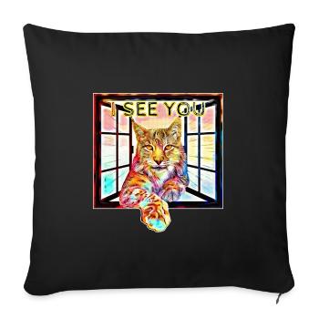 Le lynx avec sa perspective - Housse de coussin décorative 45 x 45 cm - noir - Devant