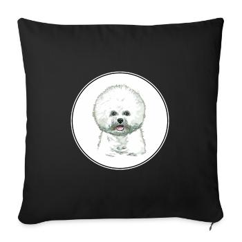 Bichon Frise Dog Watercolor Illustration - Sofa pillowcase 17,3'' x 17,3'' (45 x 45 cm) - black - Front