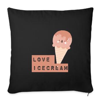 Schattige IJsje met Hartjes Schrift - Sofa pillowcase 17,3'' x 17,3'' (45 x 45 cm) - black - Front