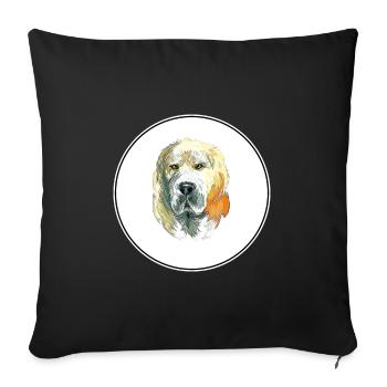 Illustration de l’aquarelle de chien de berger d’Asie centrale - Housse de coussin décorative 45 x 45 cm - noir - Devant