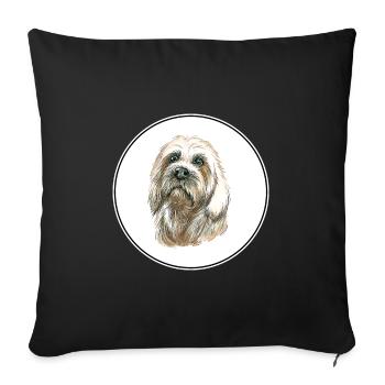 Dandie Dinmont Terrier Hund Aquarell Illustration - Sofakissenbezug 45 x 45 cm - Schwarz - Vorne