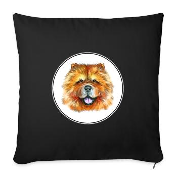 Chow Chow Dog Aquarelle Sketch Illustration - Housse de coussin décorative 45 x 45 cm - noir - Devant