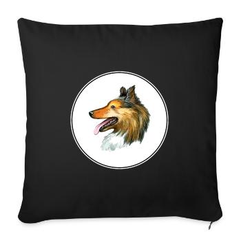 Illustration de l’aquarelle Rough Collie Dog - Housse de coussin décorative 45 x 45 cm - noir - Devant