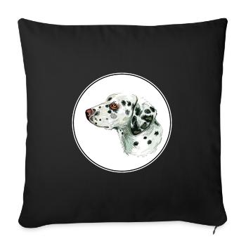 Illustration de l’aquarelle du chien dalmate - Housse de coussin décorative 45 x 45 cm - noir - Devant