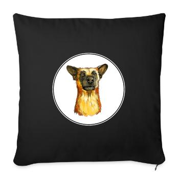 Illustration de l’aquarelle du chien Chinook - Housse de coussin décorative 45 x 45 cm - noir - Devant