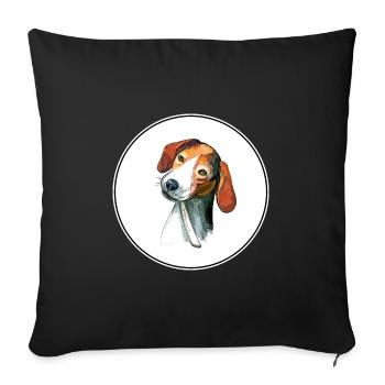 Norwegian Hound Dunker Dog Watercolor Illustratio - Sofa pillowcase 17,3'' x 17,3'' (45 x 45 cm) - black - Front