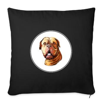 Dogue De Bordeaux Aquarelle pour chien Illustration - Housse de coussin décorative 45 x 45 cm - noir - Devant