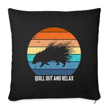 Dessins de porc-épic pour fan de porc-épic hérisson - Housse de coussin décorative 45 x 45 cm - noir - Devant