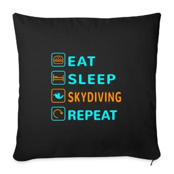 Mangez. Dormir. Faire du parachutisme. Répéter - Housse de coussin décorative 45 x 45 cm - noir - Devant