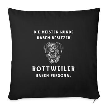 Lustiges Rotweiler Design - Sofakissenbezug 45 x 45 cm - Schwarz - Vorne