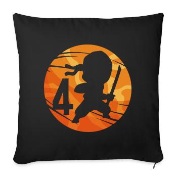 Ninja Fighter 4ème anniversaire Garçon de 4 ans - Housse de coussin décorative 45 x 45 cm - noir - Devant