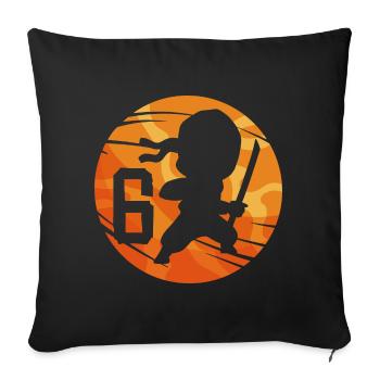 Ninja Fighter 6ème anniversaire Garçon de 6 ans - Housse de coussin décorative 45 x 45 cm - noir - Devant