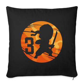Ninja Fighter 3ème anniversaire Garçon 3 ans - Housse de coussin décorative 45 x 45 cm - noir - Devant