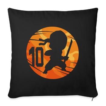 Ninja Kämpfer 10. Geburtstag Junge 10 Jahre alt - Sofakissenbezug 45 x 45 cm - Schwarz - Vorne