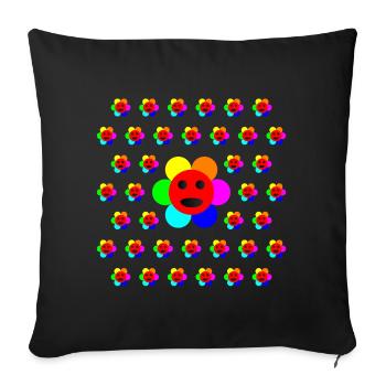 Psycho-Flower - Art optique - Housse de coussin décorative 45 x 45 cm - noir - Devant