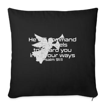 Dessein chrétien Il commandera à ses anges Psaume - Housse de coussin décorative 45 x 45 cm - noir - Devant