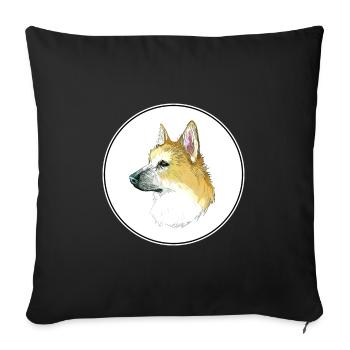 Norwegischer Buhund Hund Aquarell Illustration - Sofakissenbezug 45 x 45 cm - Schwarz - Vorne