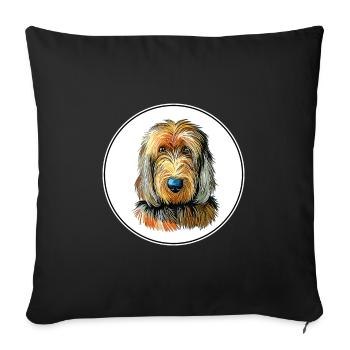 Illustration de l’aquarelle du chien Otterhound - Housse de coussin décorative 45 x 45 cm - noir - Devant