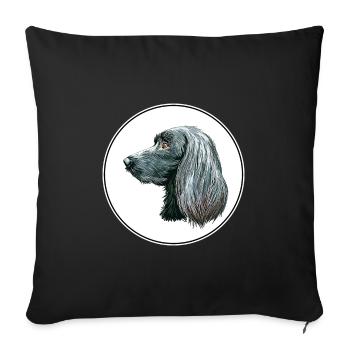 Munsterlander Grande Aquarelle de Chien Illustration - Housse de coussin décorative 45 x 45 cm - noir - Devant