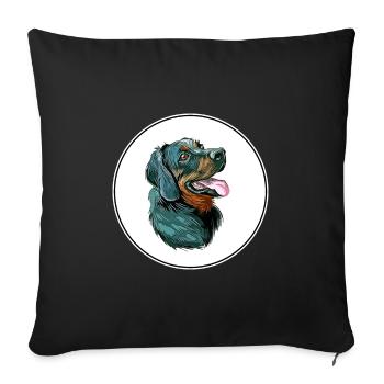 Illustration de l’aquarelle du chien de chasse polonais - Housse de coussin décorative 45 x 45 cm - noir - Devant
