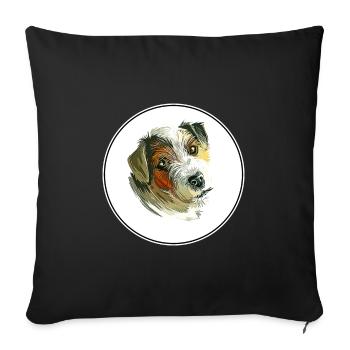 Parson Russell Terrier Aquarelle pour chien Illustration - Housse de coussin décorative 45 x 45 cm - noir - Devant