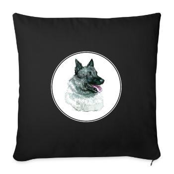 Norwegischer Elchhund Hund Aquarell Illustration - Sofakissenbezug 45 x 45 cm - Schwarz - Vorne