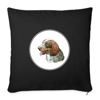 Munsterlander Grande Aquarelle de Chien Illustration - Housse de coussin décorative 45 x 45 cm - noir - Devant