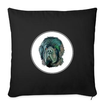 Newfoundland Dog Watercolor Illustration - Sofa pillowcase 17,3'' x 17,3'' (45 x 45 cm) - black - Front