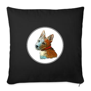 Portugiesischer Podengo Hund Aquarell Illustration - Sofakissenbezug 45 x 45 cm - Schwarz - Vorne