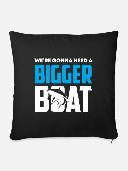 Grand requin blanc Requin Poisson Nage - Housse de coussin décorative 45 x 45 cm - noir